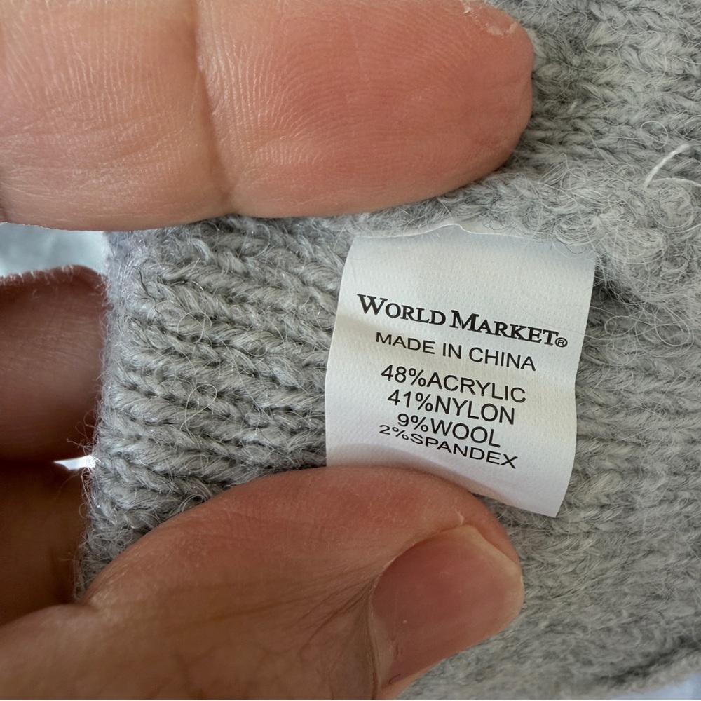World Market Elegant Gray‎ Wool Blend Knitted Turtle Neck Shrug Sweater One Size - Picture 5 of 8